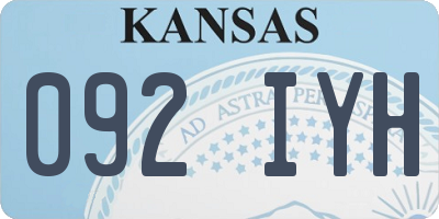 KS license plate 092IYH