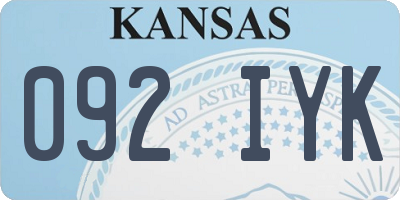 KS license plate 092IYK