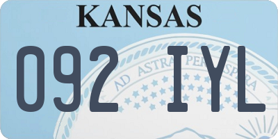 KS license plate 092IYL