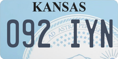 KS license plate 092IYN
