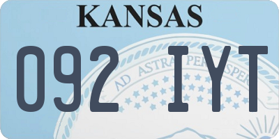 KS license plate 092IYT