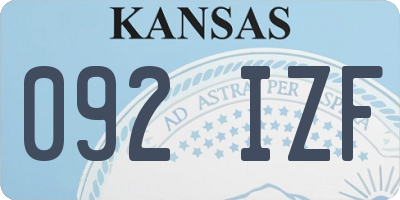 KS license plate 092IZF