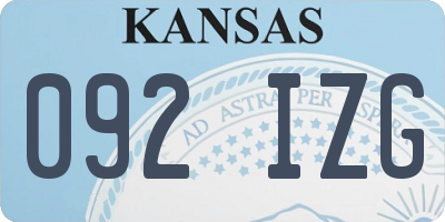 KS license plate 092IZG