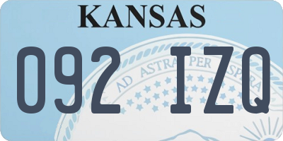 KS license plate 092IZQ