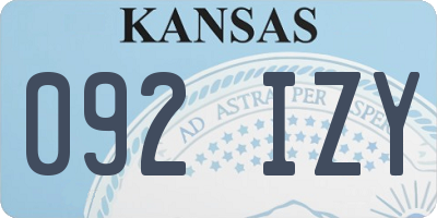 KS license plate 092IZY