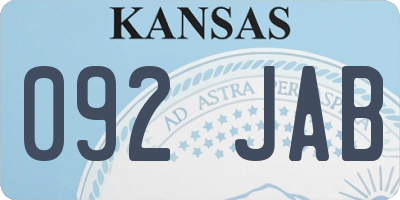 KS license plate 092JAB