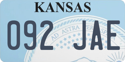 KS license plate 092JAE