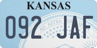 KS license plate 092JAF