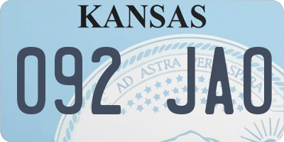 KS license plate 092JAO