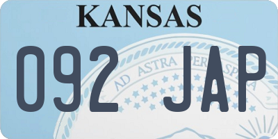 KS license plate 092JAP