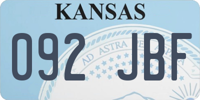 KS license plate 092JBF