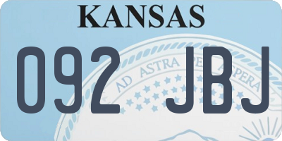 KS license plate 092JBJ