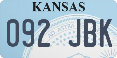 KS license plate 092JBK