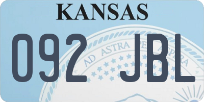 KS license plate 092JBL