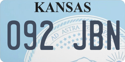 KS license plate 092JBN