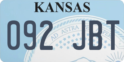 KS license plate 092JBT