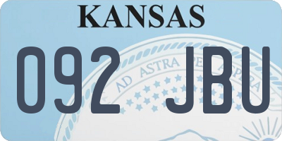 KS license plate 092JBU