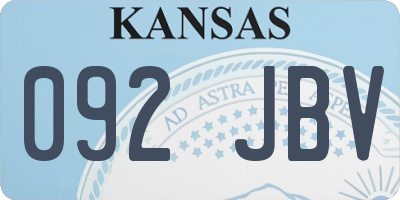 KS license plate 092JBV