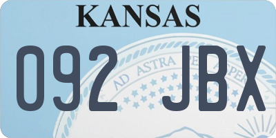 KS license plate 092JBX