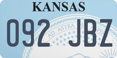 KS license plate 092JBZ