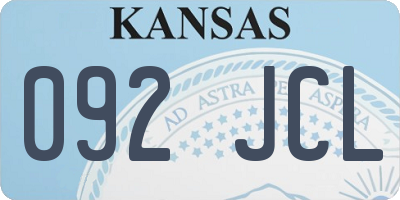 KS license plate 092JCL