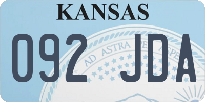 KS license plate 092JDA