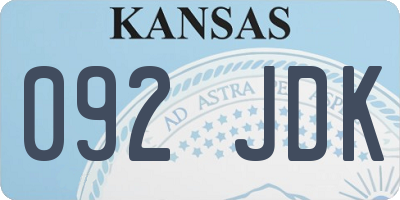 KS license plate 092JDK