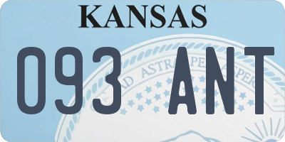 KS license plate 093ANT