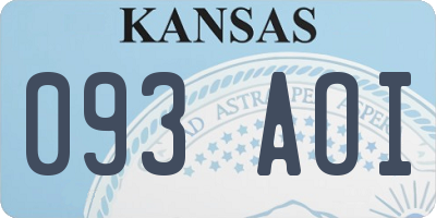 KS license plate 093AOI