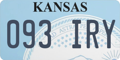 KS license plate 093IRY