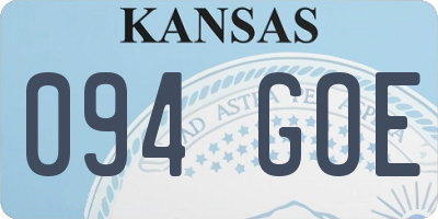 KS license plate 094GOE