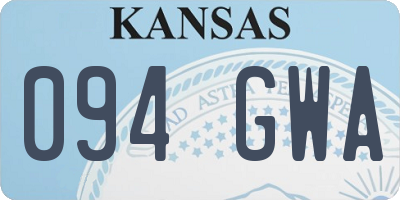 KS license plate 094GWA