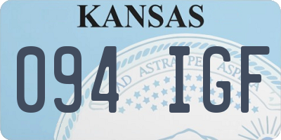 KS license plate 094IGF