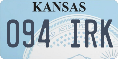 KS license plate 094IRK