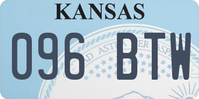 KS license plate 096BTW