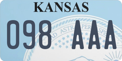 KS license plate 098AAA