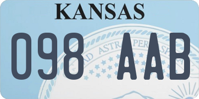 KS license plate 098AAB