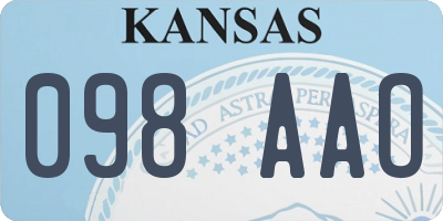 KS license plate 098AAO