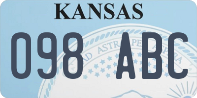 KS license plate 098ABC
