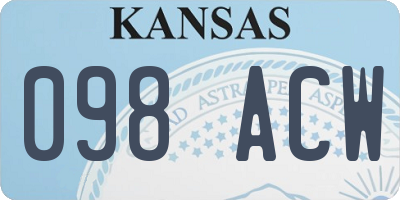 KS license plate 098ACW