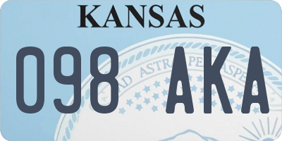 KS license plate 098AKA