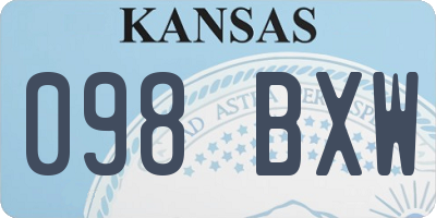 KS license plate 098BXW
