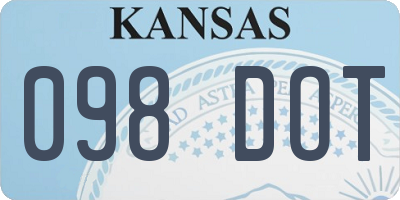 KS license plate 098DOT