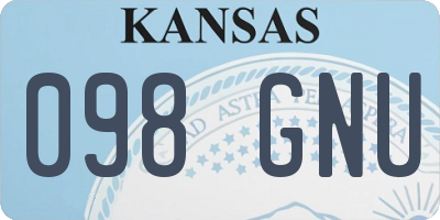 KS license plate 098GNU