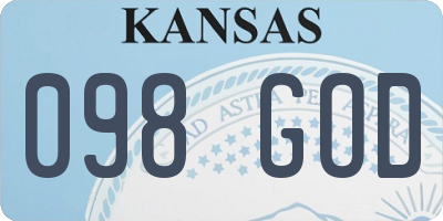 KS license plate 098GOD