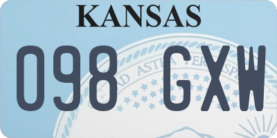 KS license plate 098GXW