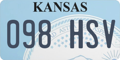 KS license plate 098HSV