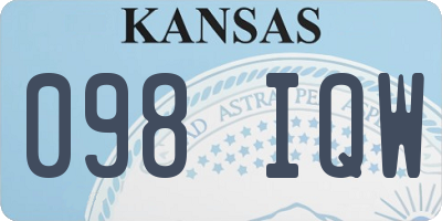 KS license plate 098IQW