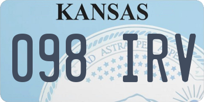 KS license plate 098IRV