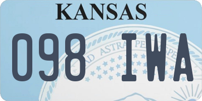 KS license plate 098IWA